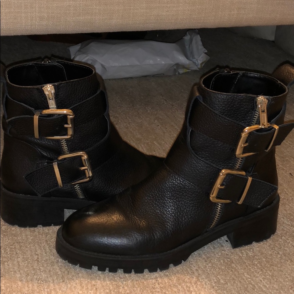 Zara black combat booties